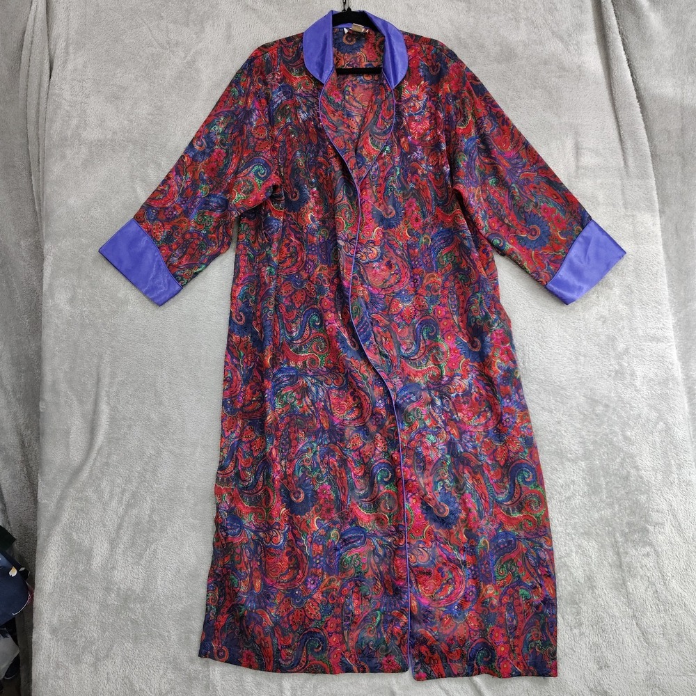 Vintage Victoria's Secret Gold Label Paisley Long Kimono Robe Size P/S *NO BELT